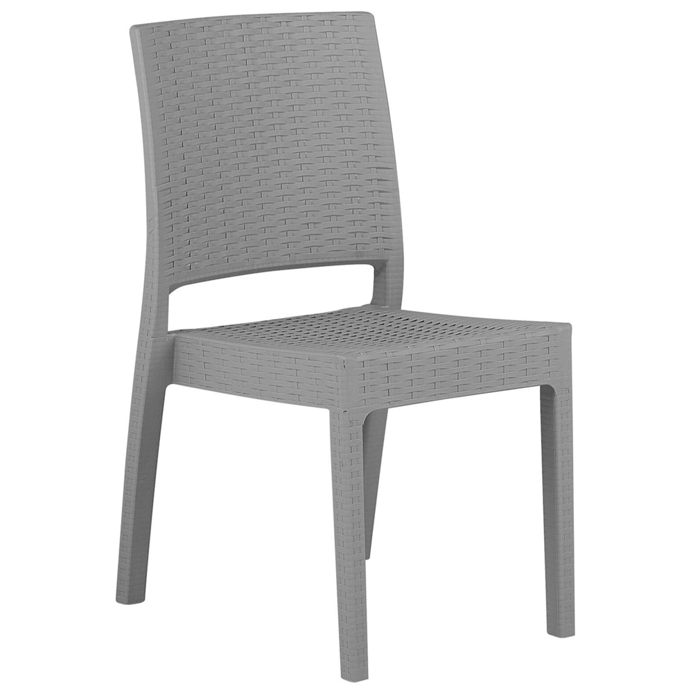 Set da pranzo da giardino Tavolo rettangolare grigio chiaro 140 x 80 cm 6 sedie impilabili 6 posti minimalista