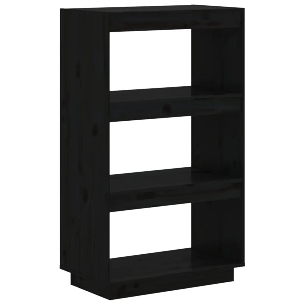 Libreria Divisorio-Scaffale per Libri-Mobile di Stoccaggio Nero 60x35x103 cm in Legno Massello di Pino