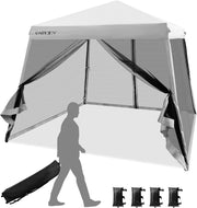 Gazebo Pop-up da Giardino 3 x 3 m, Tenda per Feste con Altezza Regolabile (237/255/246 cm), Gazebo Pieghevole da Esterno con Rete Impermeabile, per Campeggio, Giardino, Mercato (Grigio)