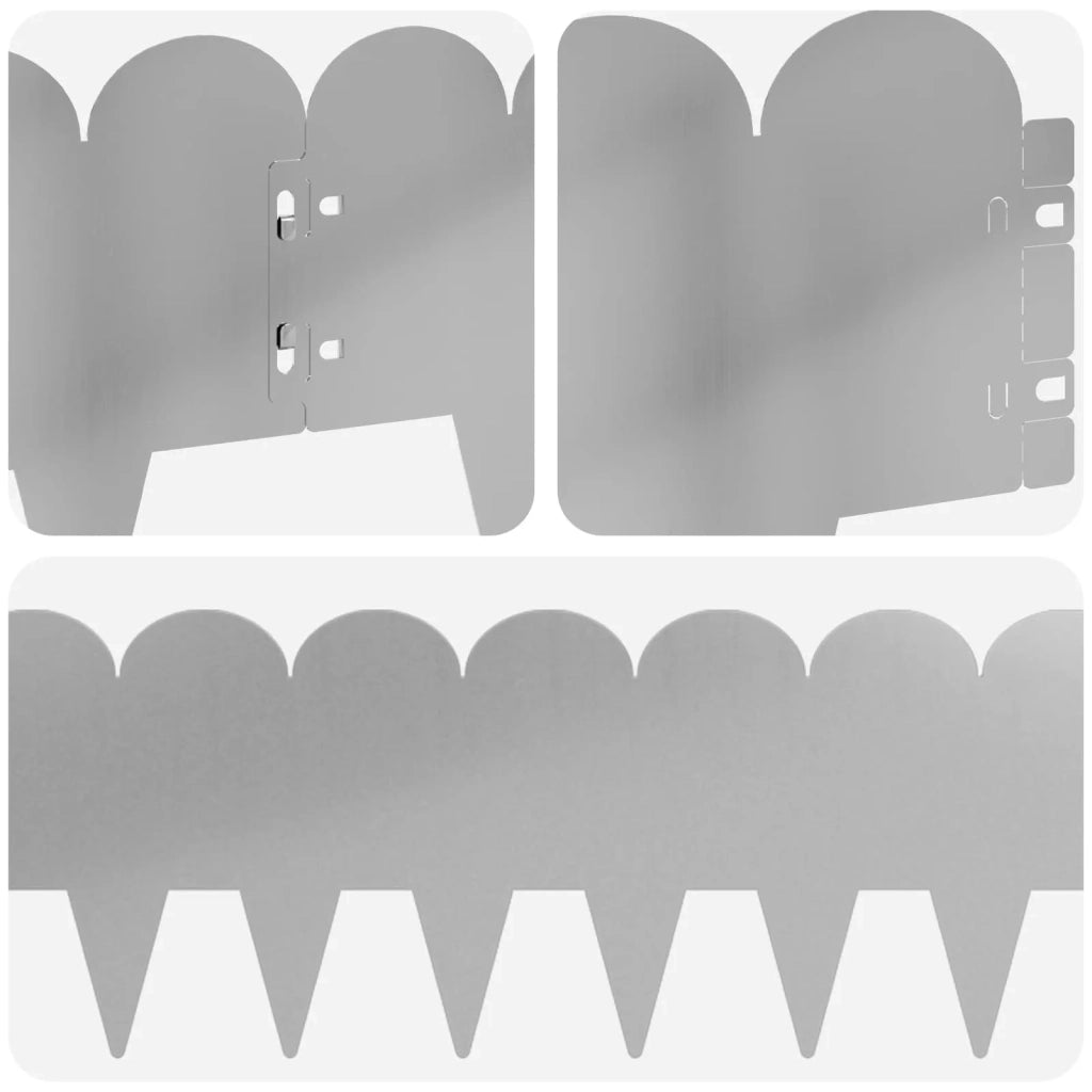 Bordura per Prato 20 pcs 103 x 20 cm Acciaio Argento 8008688