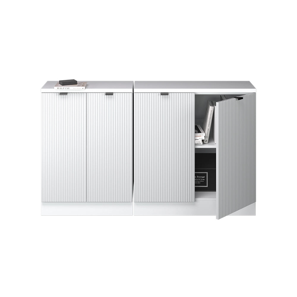 Set di mobili sottotetto Rion Ondulazione bianca/Bianco 140 cm Set di 2 carcasse armadio profondità 60 cm Vicco
