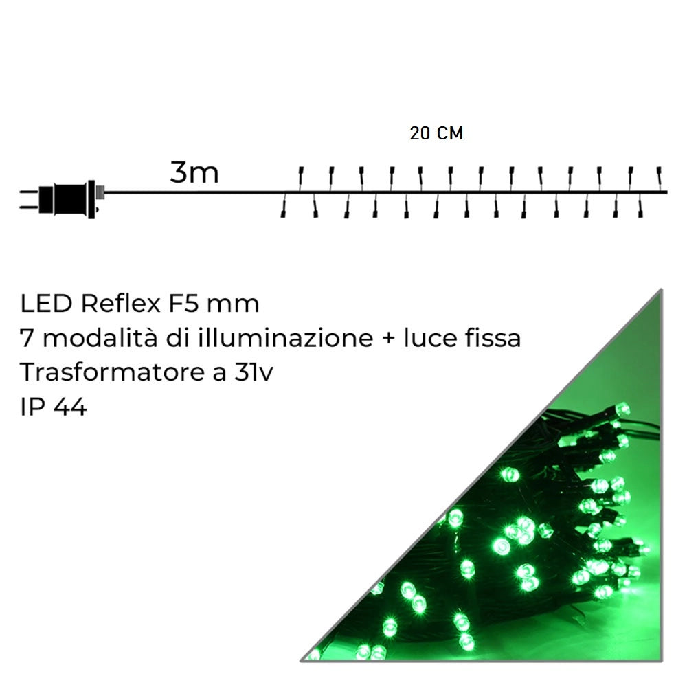 CATENA LUMINOSA VERDE CON 400 LED 23 METRI - ILLUMINAZIONE PERFETTA PER DECORAZIONI NATALIZIE ALBERI GIARDINI BALCONI E FESTE