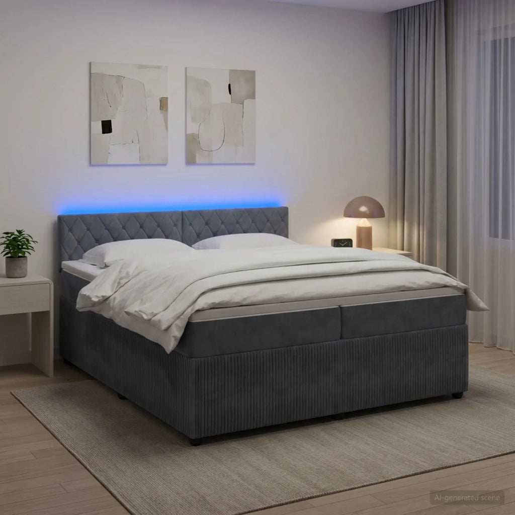 Letto box spring con materasso Grigio Scuro 200 x 200 cm 3453204