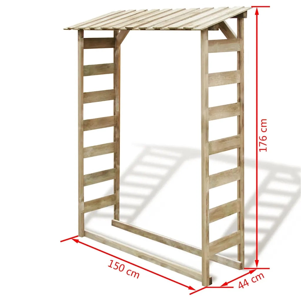 Deposito per Legname Capanno 150x44x176 cm Pino Impregnato 42956