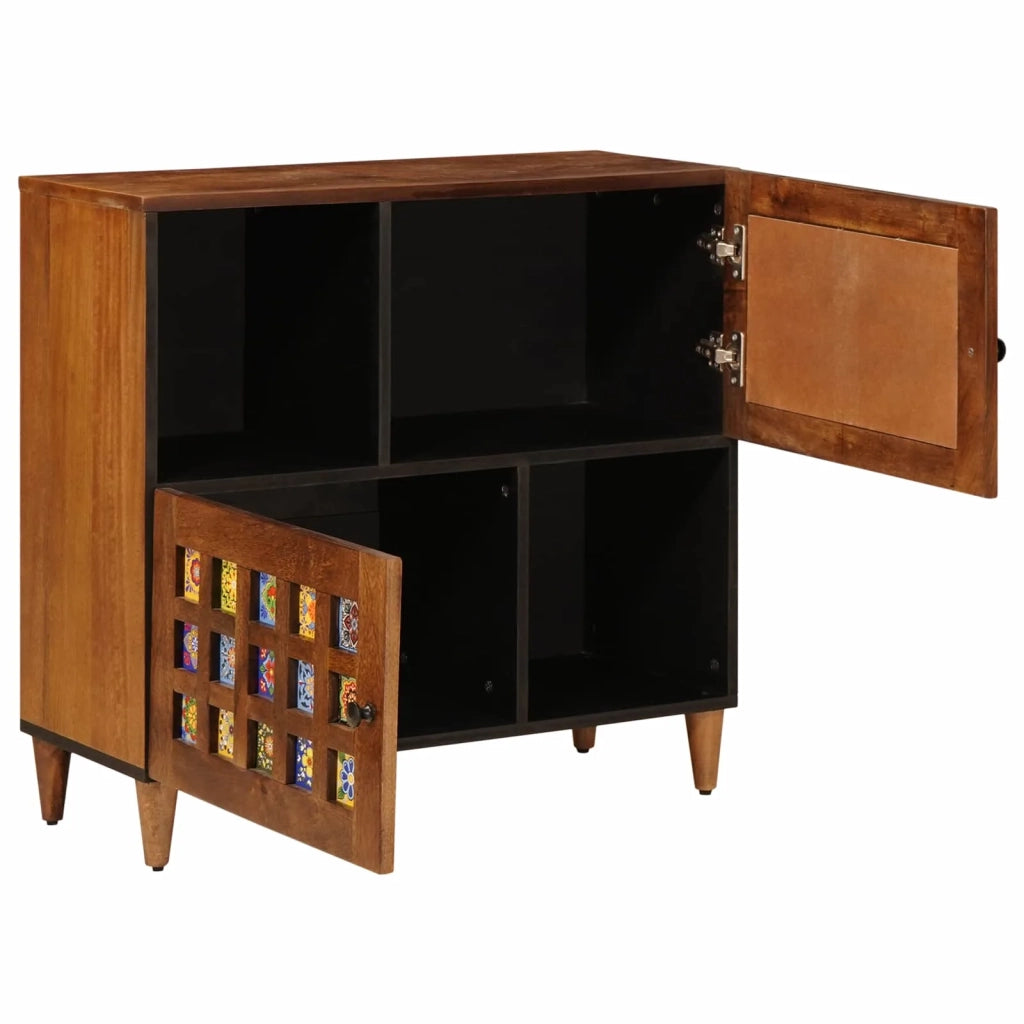 Credenza-Buffet-Armadio da cucina Noce 80 x 33,5 x 75 cm Legno di mango massello