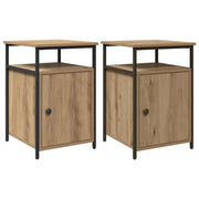 Set di 2 Comodini | Armadio da Notte | Mobiletto da notte rovere artigianale Legno multistrato