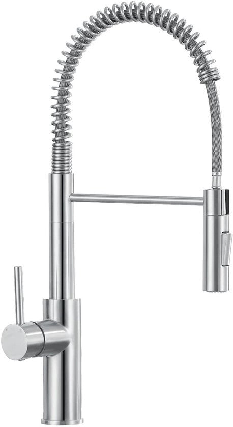 Kraan da cucina con getto a spirale curva, 360° rotativa, 1 maniglia, materiale in acciaio inossidabile