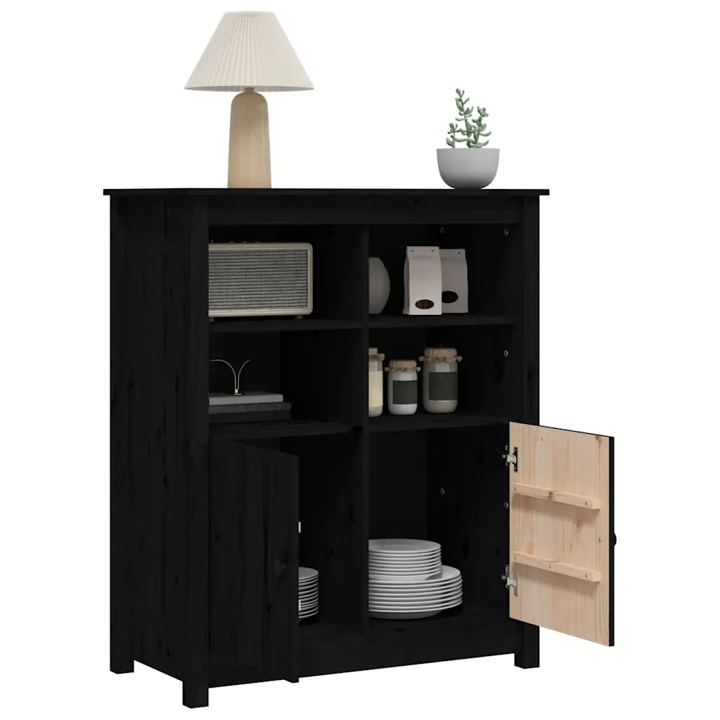Credenza | Madia | Buffet da pranzo | Armadio da pranzo Nera 83x41,5x100 cm in Legno Massello di Pino