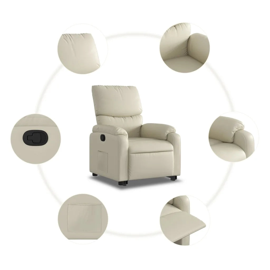 Poltrona Alzapersona Reclinabile Crema in Similpelle 3204887