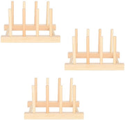 Organizzatore di Cucina in Legno per Aftappare e Draining - Rullo di Legno per Vaschetti - Supporto per Coperture di Vaschetti - Draining per Armadio - Piatto e Ciotola per Snidere - Set da 3 pezzi