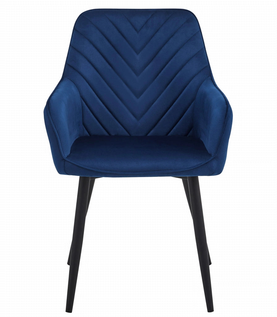 Sedia da pranzo Valora WAAV - Velluto blu navy con gambe nere x 1