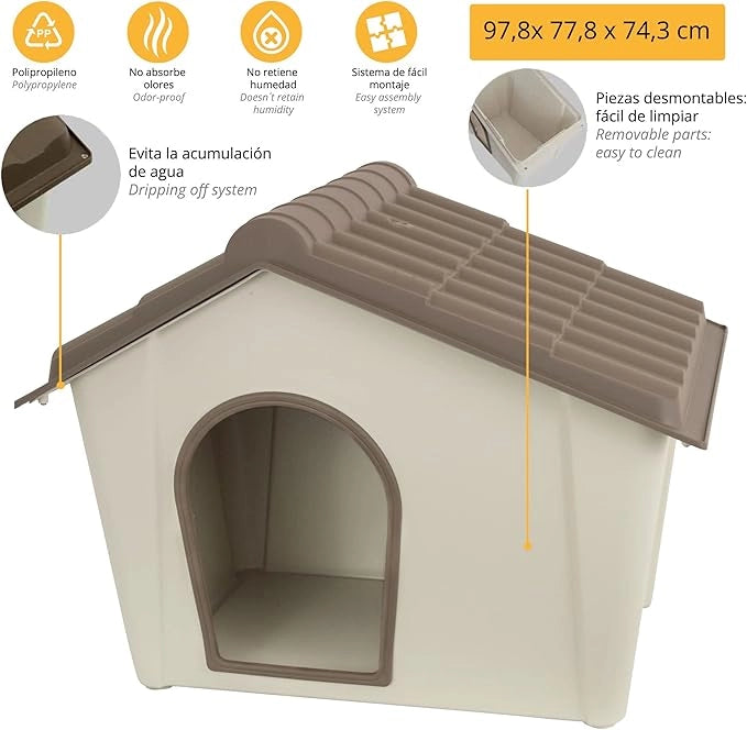 Cuccia Large in resina, tortora e beige L978xP778xH743 mm