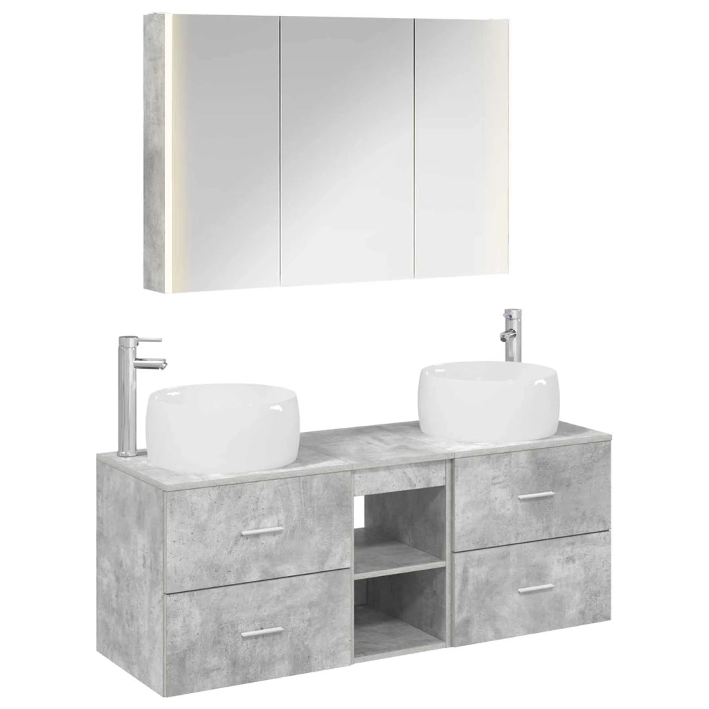 Set di mobili per il bagno 4 pcs Grigio Cemento 3407026