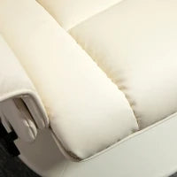 Poltrona Relax Reclinabile fino 135° con Seduta Girevole e Pouf Poggiapiedi, 78x84x110cm, Crema