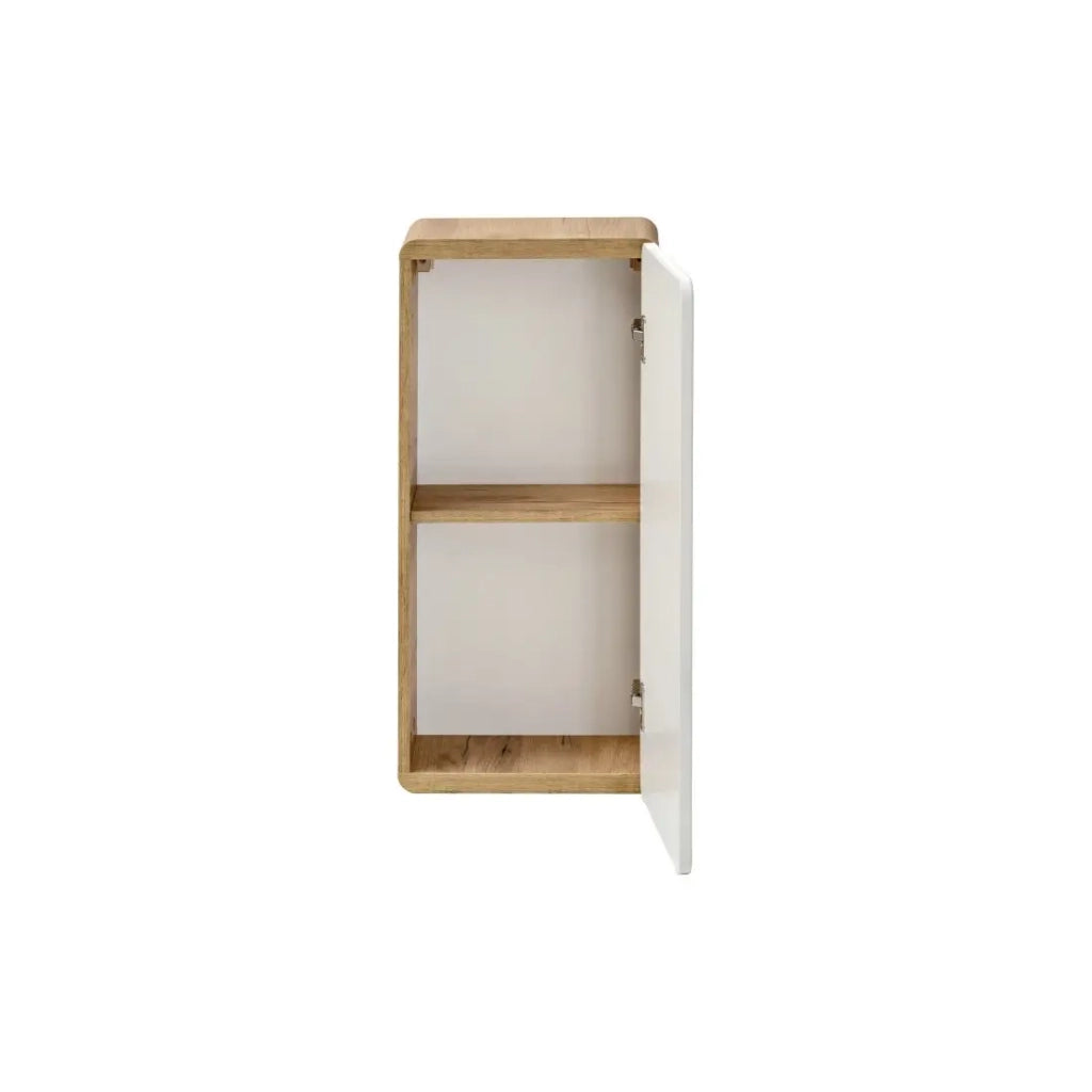 Mobile bagno ERBANO – Rovere chiaro e bianco lucido – 35x75 cm – 1 porta – Da appendere