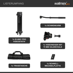 EI-9901 Treppiede Video Pro con borsa e piastra a sgancio rapido, 134 cm