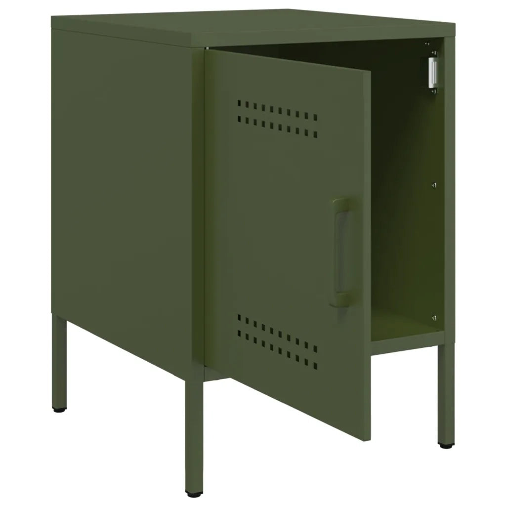 Comodino | Armadio da Notte | Mobiletto da notte Verde Oliva 36x39x50,5 cm in Acciaio