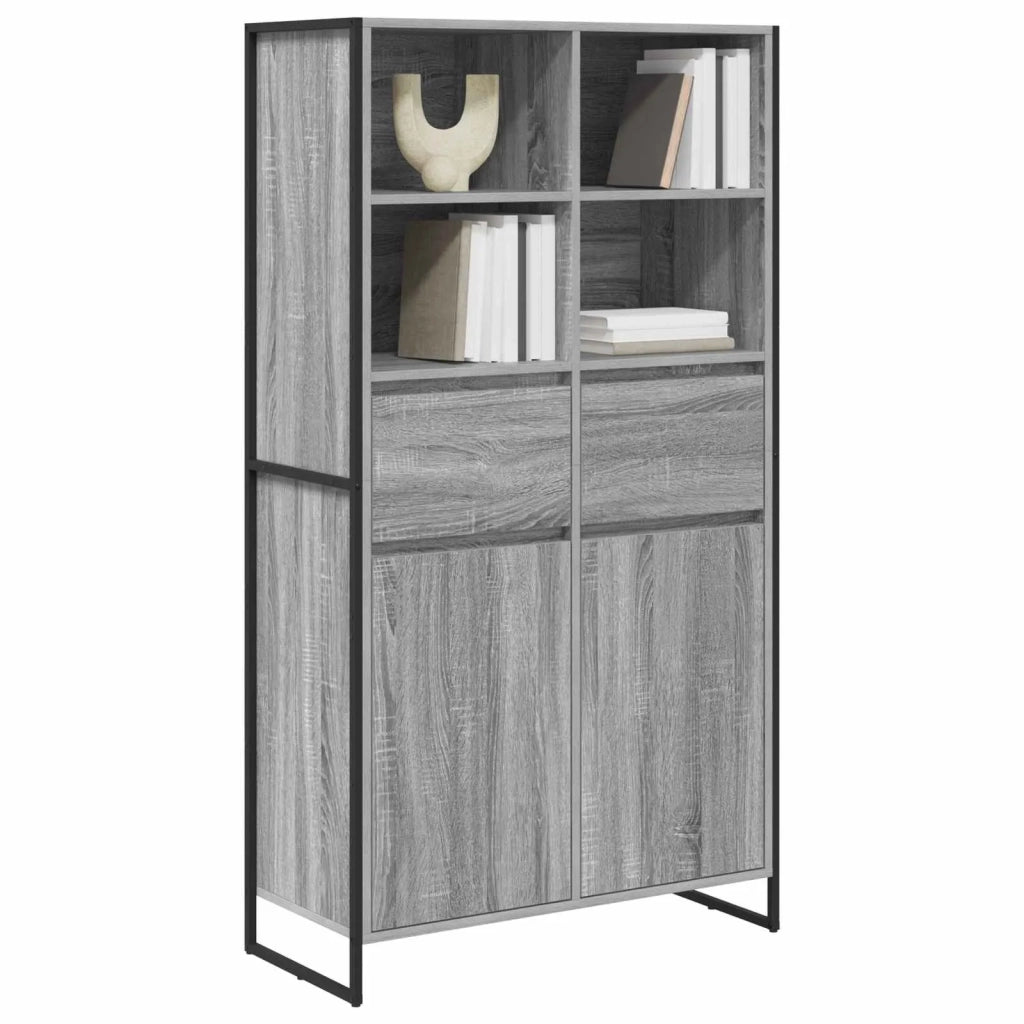 Credenza con cassetto 2 pz-Set di 2 Buffet-Armadio da cucina Grigio Sonoma 81 x 36 x 150.5 cm