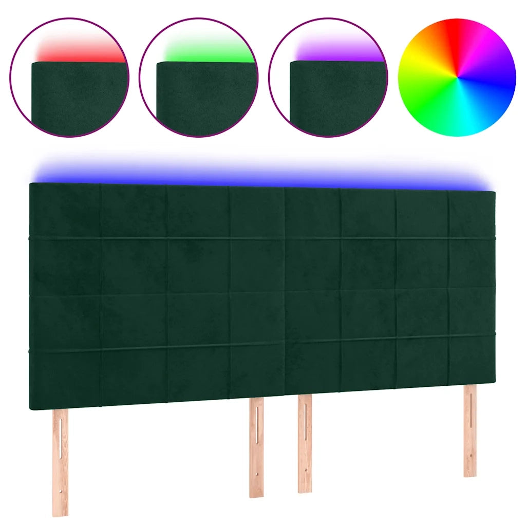 Testiera a LED-Testata con LED Verde Scuro 200x5x118/128 cm in Velluto 270847