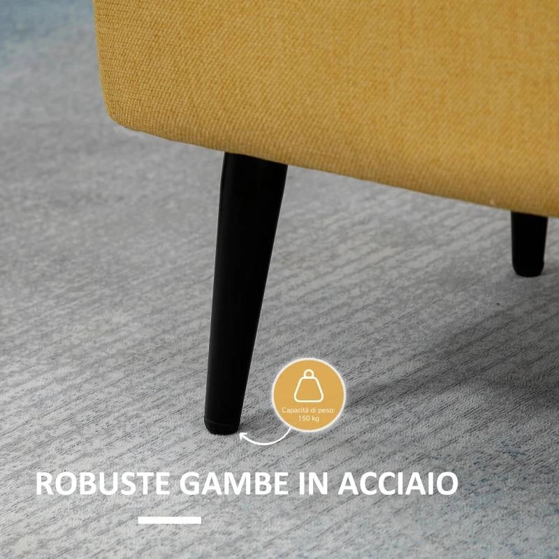 PANCA FONDO LETTO CON SPAZIO CONTENITORE E RIVESTIMENTO IN POLIESTERE GIALLO, 101X38.5X44.5 CM