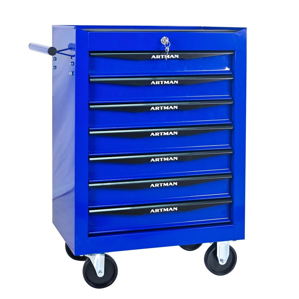 Cassettiera Porta Utensili su Ruote ¨C MINIMAL ¨C 7 Cassetti, Acciaio, Nero e Blu