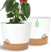 Piantine da giardino autosufficienti per piante da interni grandi - vaso di fiori con foro di drenaggio e serbatoio - vaso di plastica bianco per piante grasso - idea regalo.