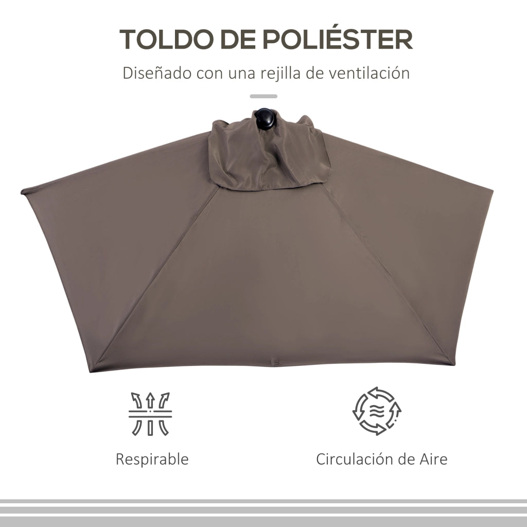 Ombrellone da giardino semicircolare ¨C Zephmum ¨C Grigio 269x138x236 cm