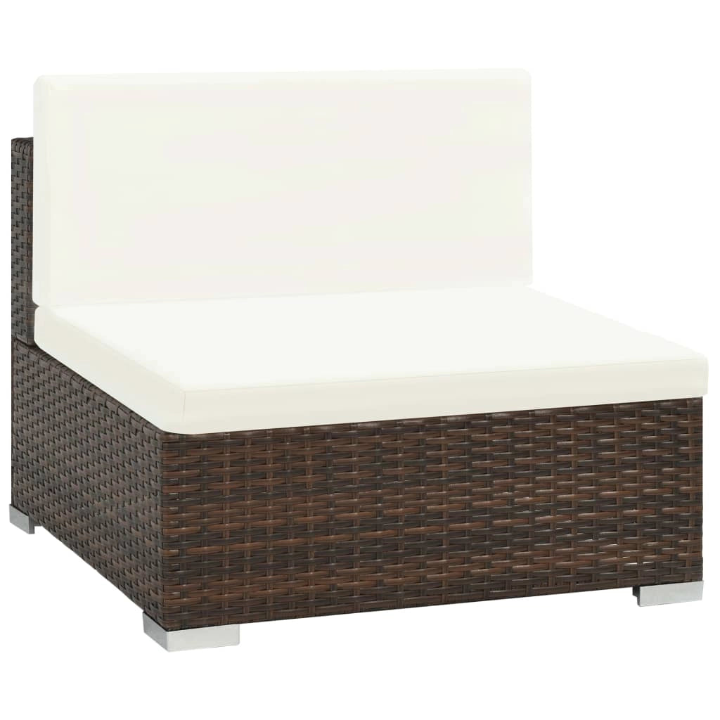 Set di mobili da giardino mobili da esterno 7 pezzi con cuscini resina intrecciata marrone 02_0017301