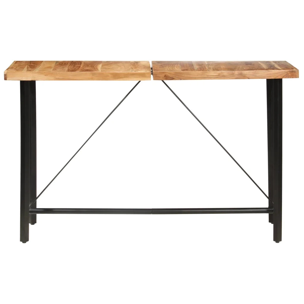 Set per Bar 9 pz in Legno Massello di Acacia e Vera Pelle 3053441