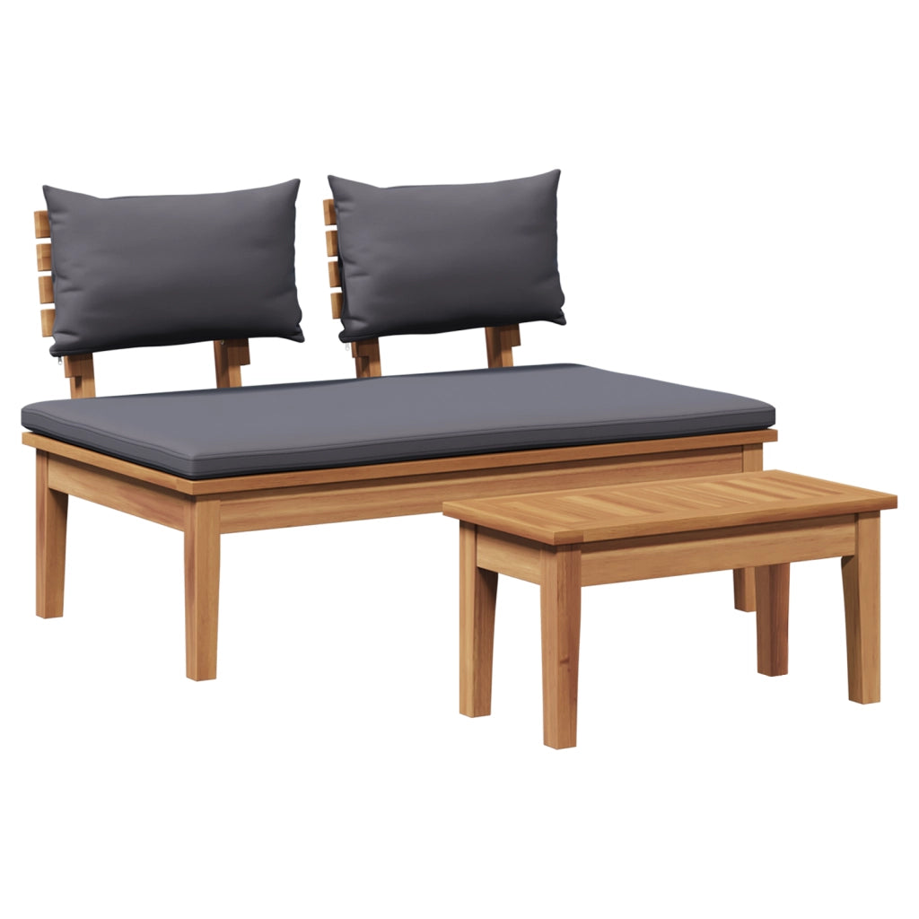 Set Panchina da Giardino a 2 Pezzi in Legno Massello di Teak