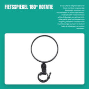 Specchio per bicicletta 180° rotativo - Cinturino di regolazione - Resina rigida - Stabile - Angolo di visuale ampio - Sicurezza in movimento - Mirino per bicicletta