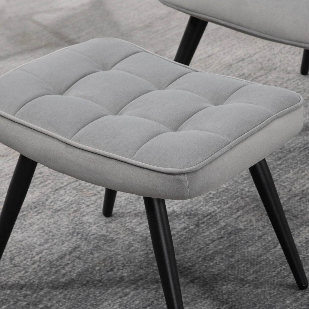 POLTRONA con pouf Set da 2 pezzi 73x77,5x98 cm grigio chiaro