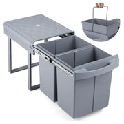 Pattumiera Estraibile Sottolavello, Pattumiera Differenziata con 2 Scomparti Rimovibili 20+20 L, Bidone della Spazzatura per Cucina, 51,5 x 34 x 41,5 cm
