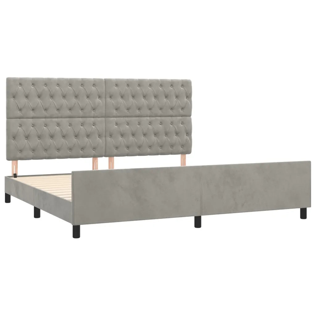 Giroletto con Testiera Grigio Chiaro 200x200 cm in Velluto cod mxl 43141