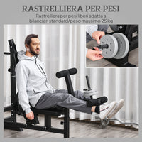 Panca da Palestra Regolabile con Supporto per Bilanciere 210x110x103-123 cm in Acciaio e PU Nero
