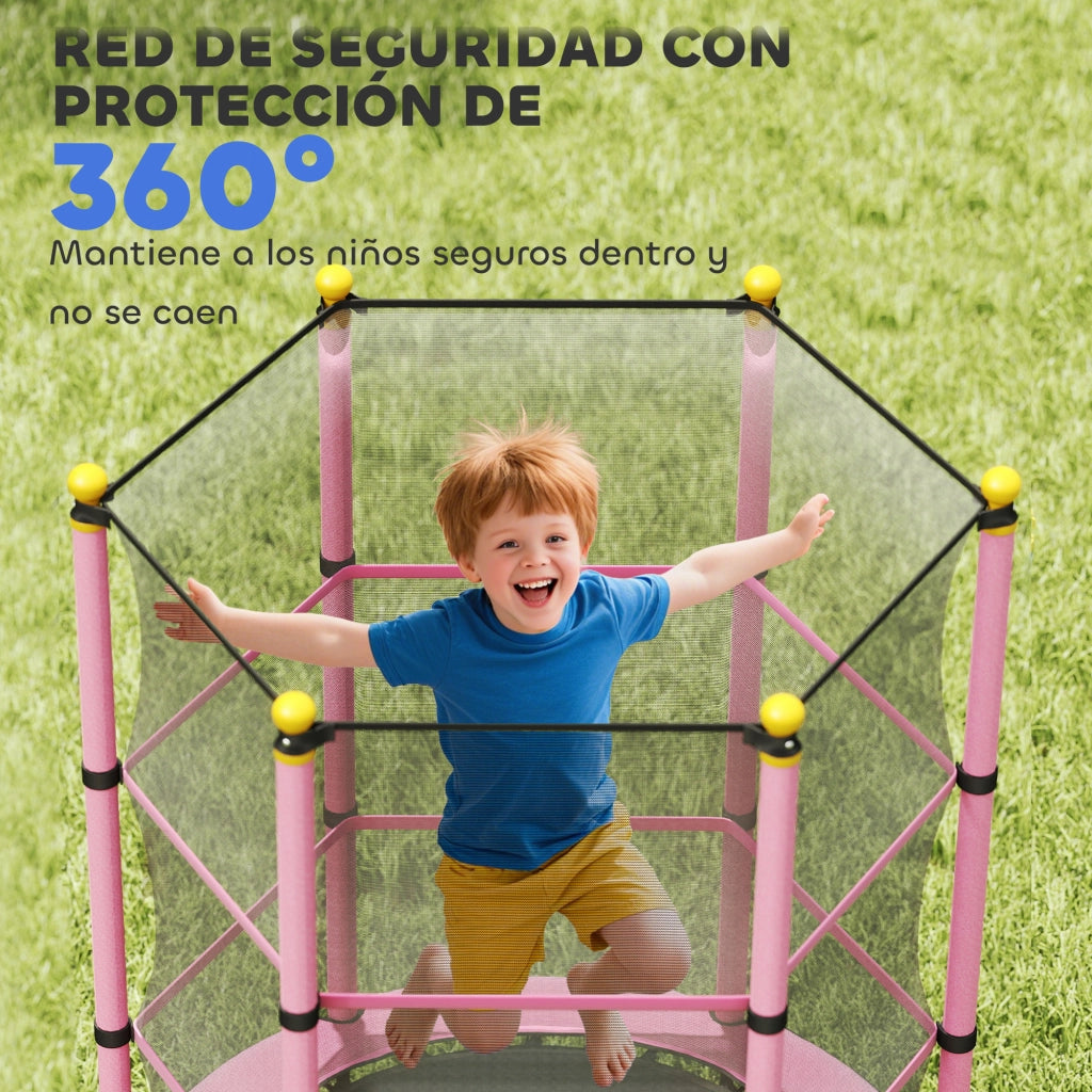 Trampolino per Bambini ?140 cm ¨C Xylo ¨C con Rete di Sicurezza, Struttura in Acciaio, Rosa e Nero
