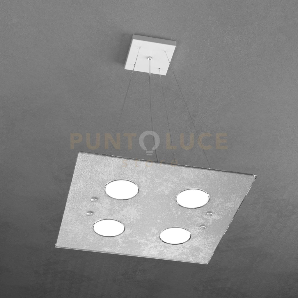 PATH SOSPENSIONE 4 LUCI QUADRA FOGLIA ARGENTO 1141-S4-FA