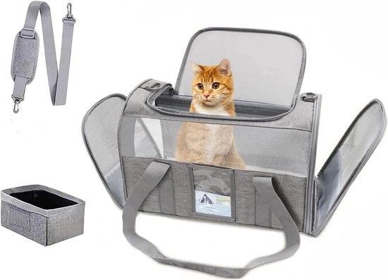 Casella di trasporto per gatti, borsa portatile respirante per animali domestici, adattabile, conforme alle norme aeree, trasportino per animali di compagnia