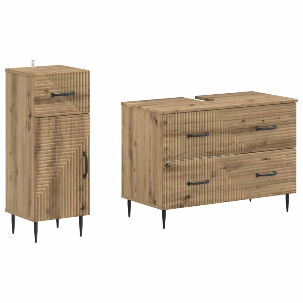 Set di Armadi da Bagno da 2 Pezzi HAARLEM Rovere Artigianale 3417701