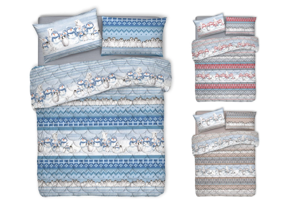 Trapunta Piumone Invernale Linea Pensieri Delicati Disegno Inverno Polare - Matrimoniale - Blu