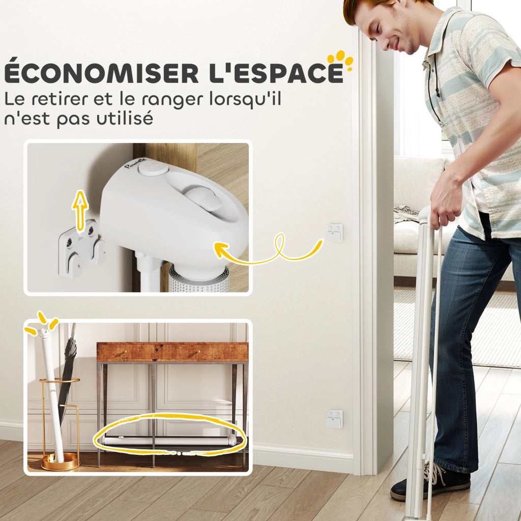 Cancelletto estensibile per cani ¨C Xylo ¨C Larghezza 149 cm bianco con blocco automatico