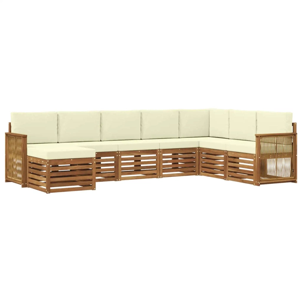 Set di divani da esterno con cuscino 6 pcs Naturale e Crema 3384716