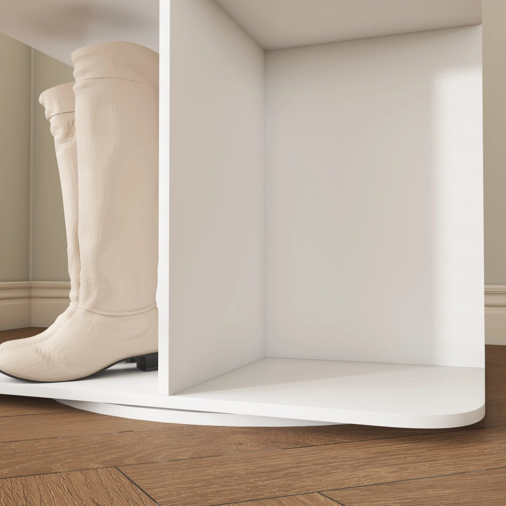 Scarpiera girevole con 7 ripiani - per ingresso - in PVC - 65×65×184 cm - bianco