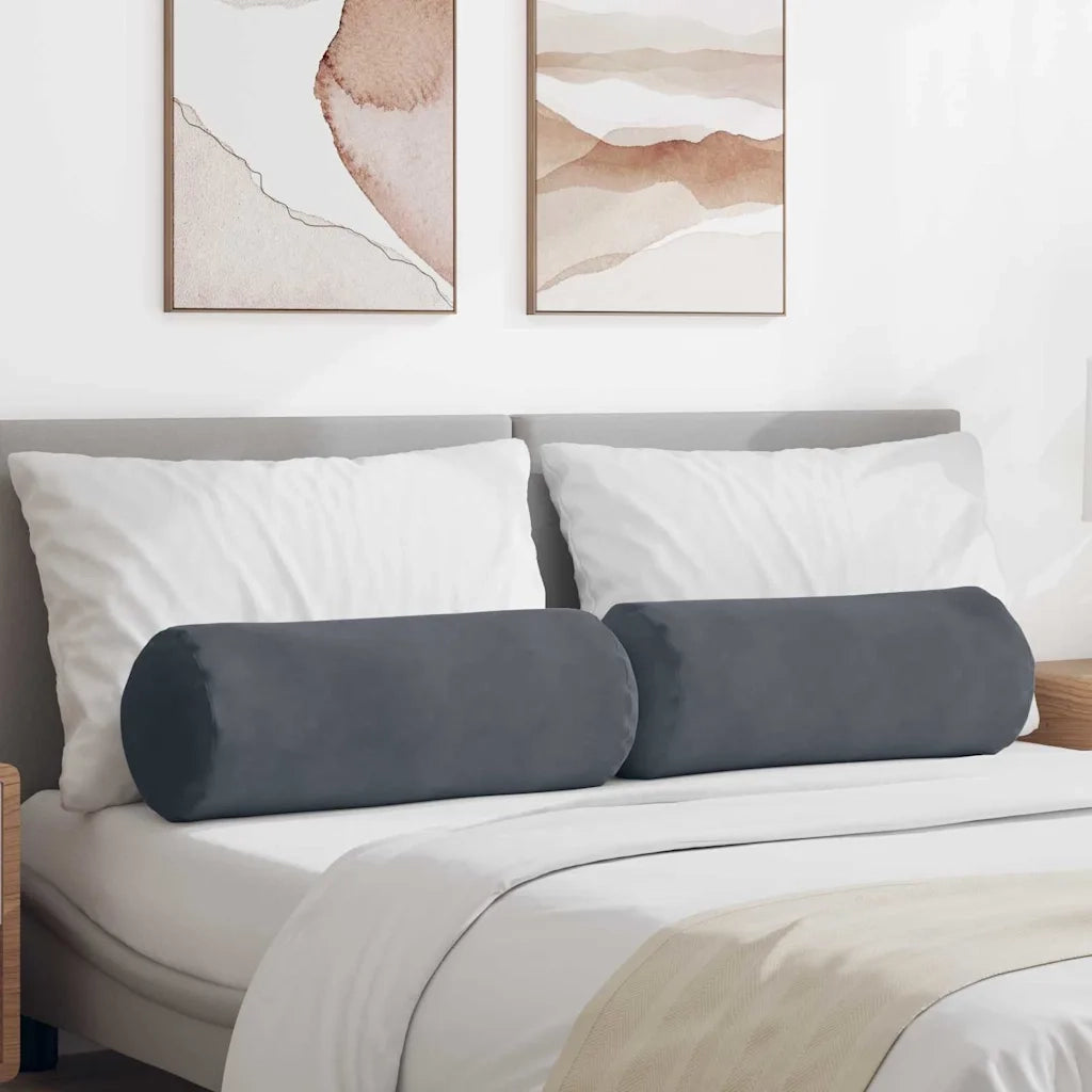 Cuscini a rullo 2 pz | Cuscini per sedie Grigio scuro ? 25 x 70 cm
