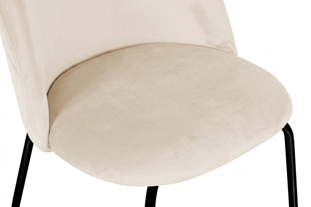 Sgabello cucina imbottito, sgabello alto in velluto beige piede nero – Nicole - SG11NIPN