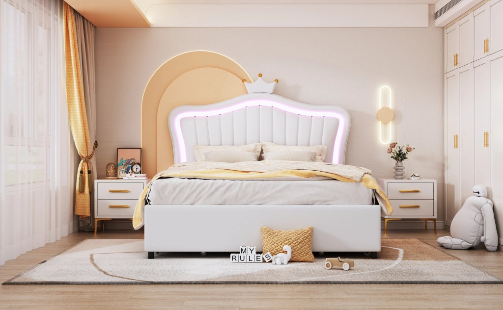 letto imbottito pelle sintetica bianco 140 x 200 cm
