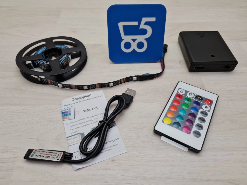 Aijiaer - Striscia luminosa a LED, alimentata a batteria, 5050, 2 mt, flessibile, cambia colore RGB, con 60 LED 5 V, alimentata a batteria 4 x Stilo AA con telecomando IR RF