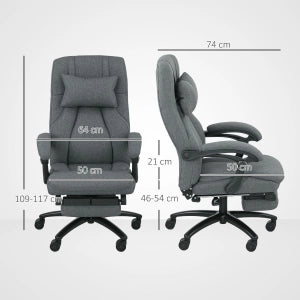 SEDIA UFFICIO Massaggiante Ergonomica con USB, Schienale Reclinabile, Grigio Scuro
