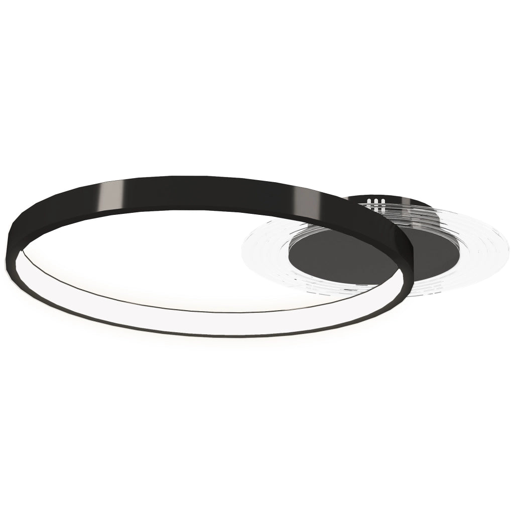 Plafoniera LED Moderna a 2 Anelli con Temperatura Colore Regolabile, Potenza 30W, Nero