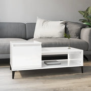 Tavolino da Salotto-Tavolino da soggiorno-Tavolo Bianco Lucido 100x50x45cm Legno Multistrato 996542